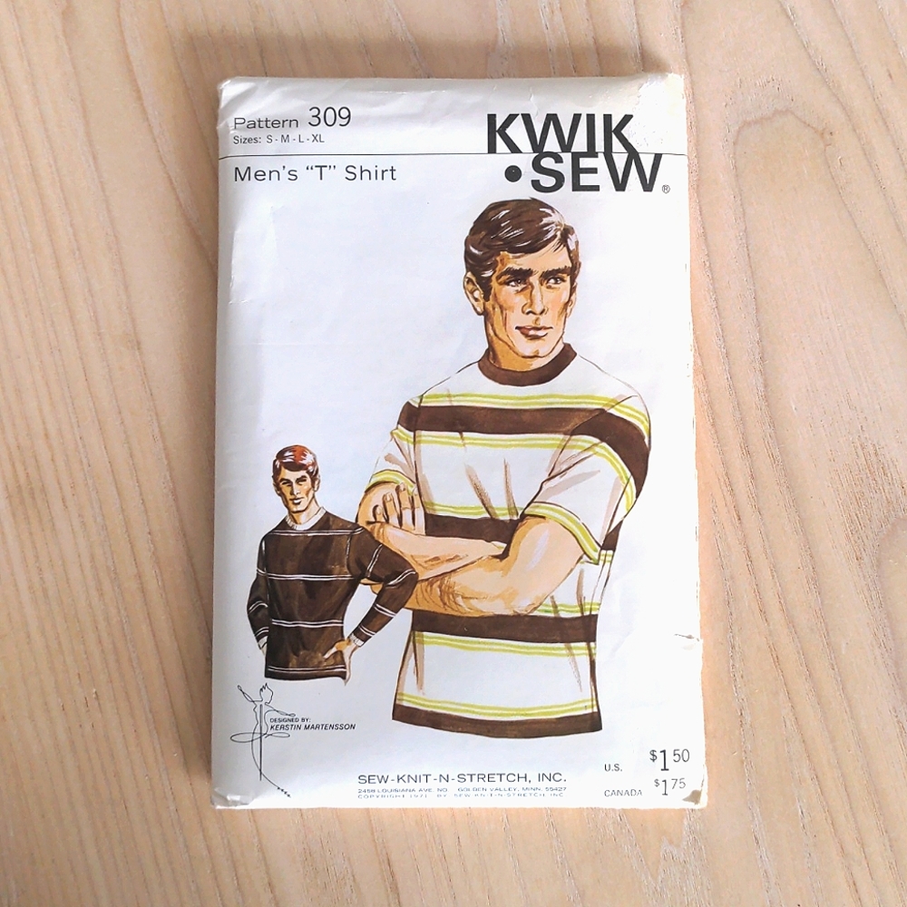 Vintage Kwik•Sew Men's T-shirt Pattern